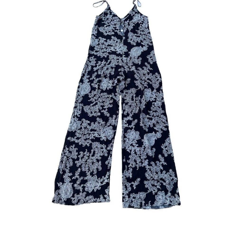 After Party By Nasty Gal Women’s Black Strappy Floral Wide Leg Jumpsuit Size XS - Picture 10 of 16